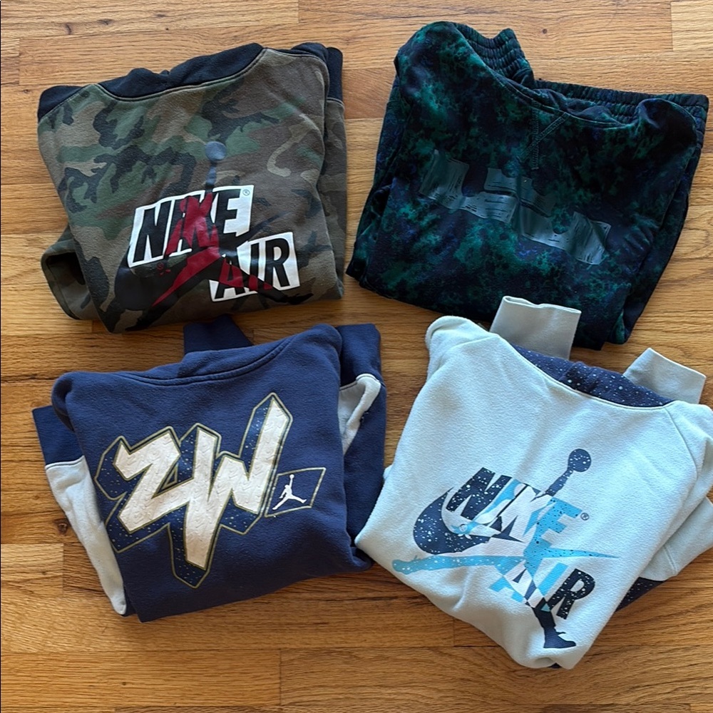 Nike Sweatshirt Collection - Camo, Blue, and Light Blue